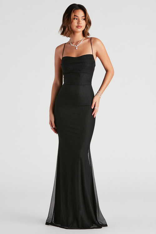 black tight prom dress